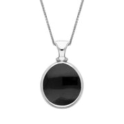 9ct White Gold Whitby Jet Turquoise Small Double Sided Pear Fob Necklace, P220_2.