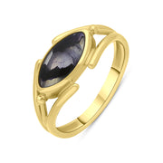 9ct Yellow Gold Blue John Marquise Open Shank Ring, R1248