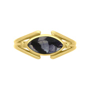 9ct Yellow Gold Blue John Marquise Open Shank Ring