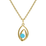 9ct Yellow Gold Turquoise Abstract Flame Drop Necklace, P2559.