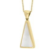 9ct Yellow Gold Blue John Mother Of Pearl Small Double Sided Triangular Fob Necklace, P834_3.