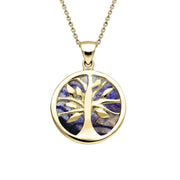 9ct Yellow Gold Blue John Small Round Tree of Life Necklace, P3547