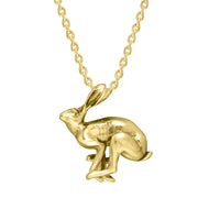 9ct Yellow Gold Small Running Hares Necklace, P2519