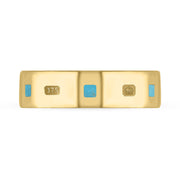 9ct Yellow Gold Turquoise Queen's Jubilee Hallmark Princess Cut 6mm Ring