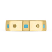 9ct Yellow Gold Turquoise Queen's Jubilee Hallmark Princess Cut 6mm Ring