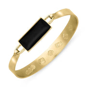 9ct Yellow Gold Whitby Jet Jubilee Hallmark Collection Wide Oblong Bangle, B030_JFH