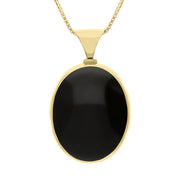 9ct Yellow Gold Whitby Jet Malachite Queens Jubilee Hallmark Double Sided Oval Necklace