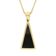 9ct Yellow Gold Whitby Jet Mother Of Pearl Small Double Sided Triangular Fob Necklace, P834_2.