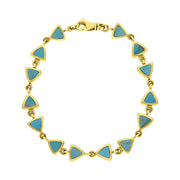 9ct Yellow Turquoise Curved Triangle Bracelet B647