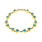 9ct Yellow Turquoise Curved Triangle Bracelet