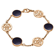 9ct Rose Gold Blue Goldstone Flore Filigree Bracelet B943