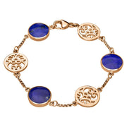 9ct Rose Gold Lapis Lazuli Flore Filigree Bracelet