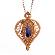9ct Rose Gold Lapis Lazuli Flore Filigree Small Necklace P2338C