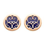 9ct Rose Gold Lapis Lazuli Flore Filigree Stud Earrings, E1782