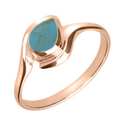 9ct Rose Gold Turquoise Offset Pear Ring. R071.