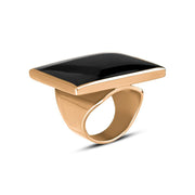9ct Rose Gold Whitby Jet Large Square Ring, R605_2