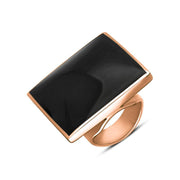 9ct Rose Gold Whitby Jet Large Square Ring, R605.