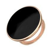 9ct Rose Gold Whitby Jet Round Ring, R652