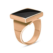 9ct Rose Gold Whitby Jet Small Square Ring, R603_2