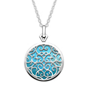 9ct White Gold Turquoise Flore Filigree Necklace P2339C