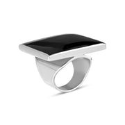 9ct White Gold Whitby Jet Large Square Ring, R605_2