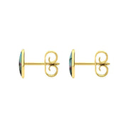 9ct Yellow Gold Abalone 8 x 6mm Classic Medium Oval Stud Earrings, E006.