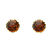 9ct Yellow Gold Amber 4mm Classic Small Round Stud Earrings, E001.