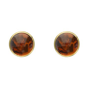 9ct Yellow Gold Amber 5mm Classic Small Round Stud Earrings, E002.