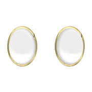 9ct Yellow Gold Bauxite 8 x 10mm Classic Large Oval Stud Earrings, E007.