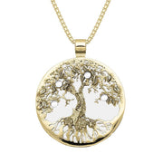 9ct Yellow Gold Bauxite Large Round Tree Of Life Necklace, P3353.