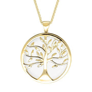 9ct Yellow Gold Bauxite Large Round Tree of Life Necklace, P3418.