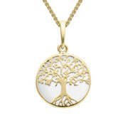 9ct Yellow Gold Bauxite Small Round Tree Of Life Necklace, P3339.
