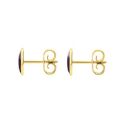 9ct Yellow Gold Blue John 7 x 5mm Classic Small Oval Stud Earrings, E005.