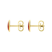 9ct Yellow Gold Carnelian 8 x 6mm Classic Medium Oval Stud Earrings, E006.