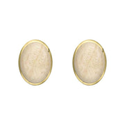 9ct Yellow Gold Coquina 7 x 5mm Classic Small Oval Stud Earrings, E005.