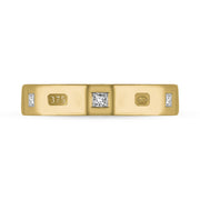 9ct Yellow Gold Diamond King's Coronation Hallmark Princess Cut 4mm Ring R1199_4 CFH