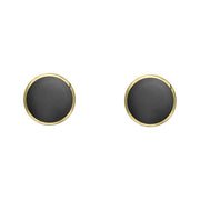 9ct Yellow Gold Hematite 4mm Classic Small Round Stud Earrings, E001.