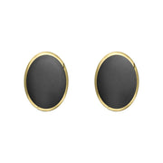 9ct Yellow Gold Hematite 7 x 5mm Classic Small Oval Stud Earrings, E005.