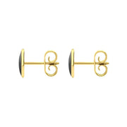 9ct Yellow Gold Hematite 8 x 6mm Classic Medium Oval Stud Earrings, E006.