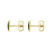 9ct Yellow Gold Jade 8 x 6mm Classic Medium Oval Stud Earrings, E006.