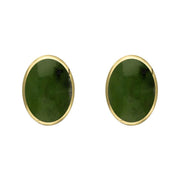 9ct Yellow Gold Jade 8 x 6mm Classic Medium Oval Stud Earrings, E006.