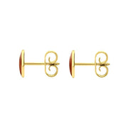 9ct Yellow Gold Jasper 7 x 5mm Classic Small Oval Stud Earrings, E005.