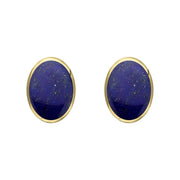 9ct Yellow Gold Lapis Lazuli 7 x 5mm Classic Small Oval Stud Earrings, E005.