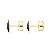9ct Yellow Gold Lapis Lazuli 8 x 10mm Classic Large Oval Stud Earrings, E007.