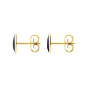 9ct Yellow Gold Lapis Lazuli 8 x 6mm Classic Medium Oval Stud Earrings, E006.