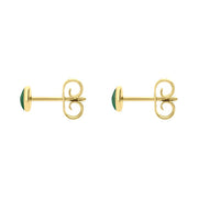 9ct Yellow Gold Malachite 4mm Classic Small Round Stud Earrings, E001.