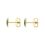 9ct Yellow Gold Malachite 7 x 5mm Classic Small Oval Stud Earrings, E005.