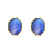 9ct Yellow Gold Moonstone 7 x 5mm Classic Small Oval Stud Earrings, E005.