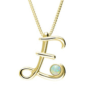 9ct Yellow Gold Opal Love Letters Initial E Necklace, P3452.