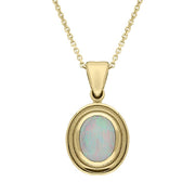 9ct Yellow Gold Opal Ribbed Small Oval Necklace P243